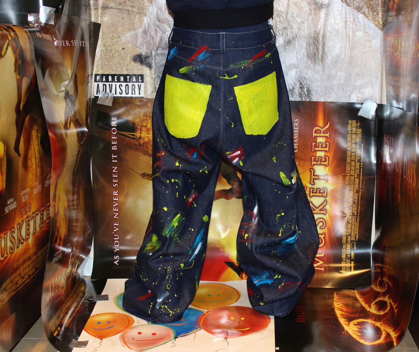 indigo patch paint denim