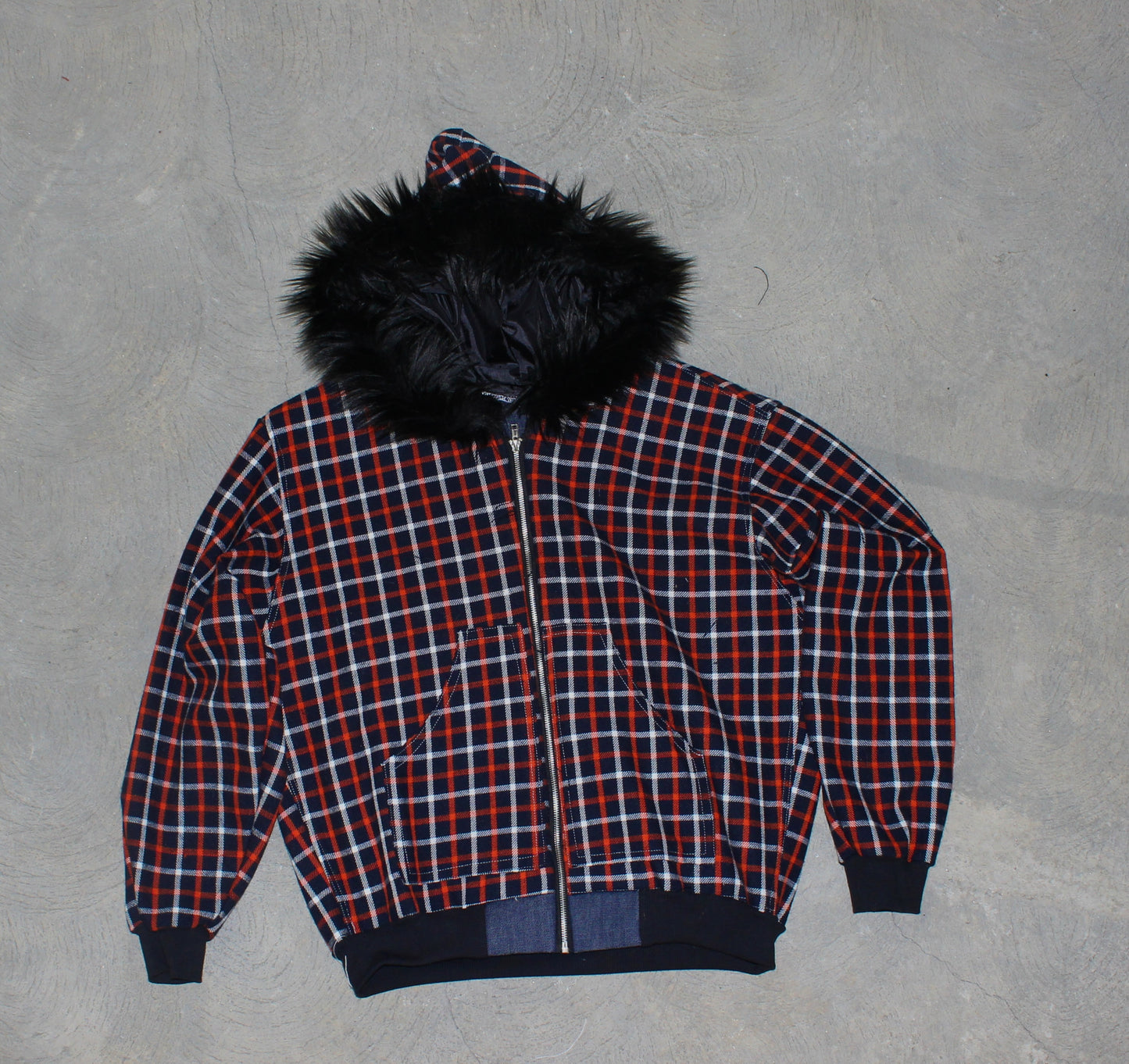 Allure Fur Hoodie V2 Orange Plaid