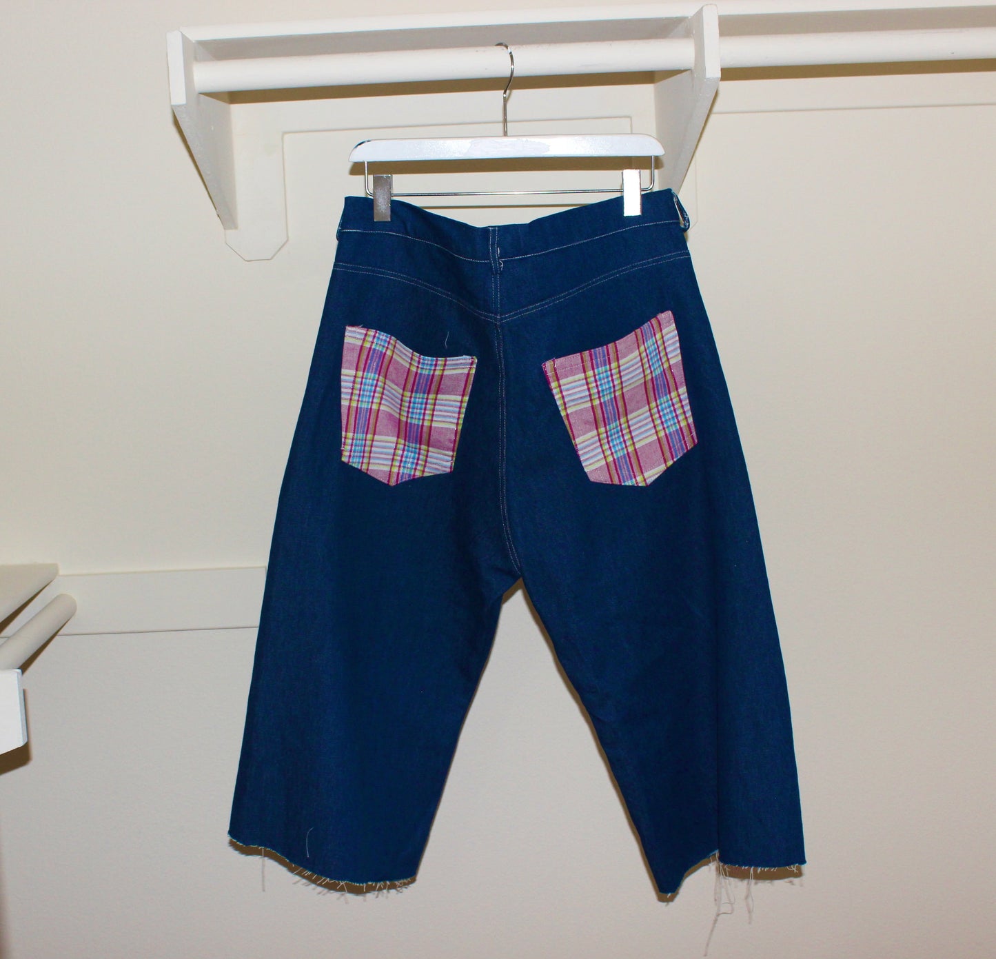 Denim doubleknee shorts