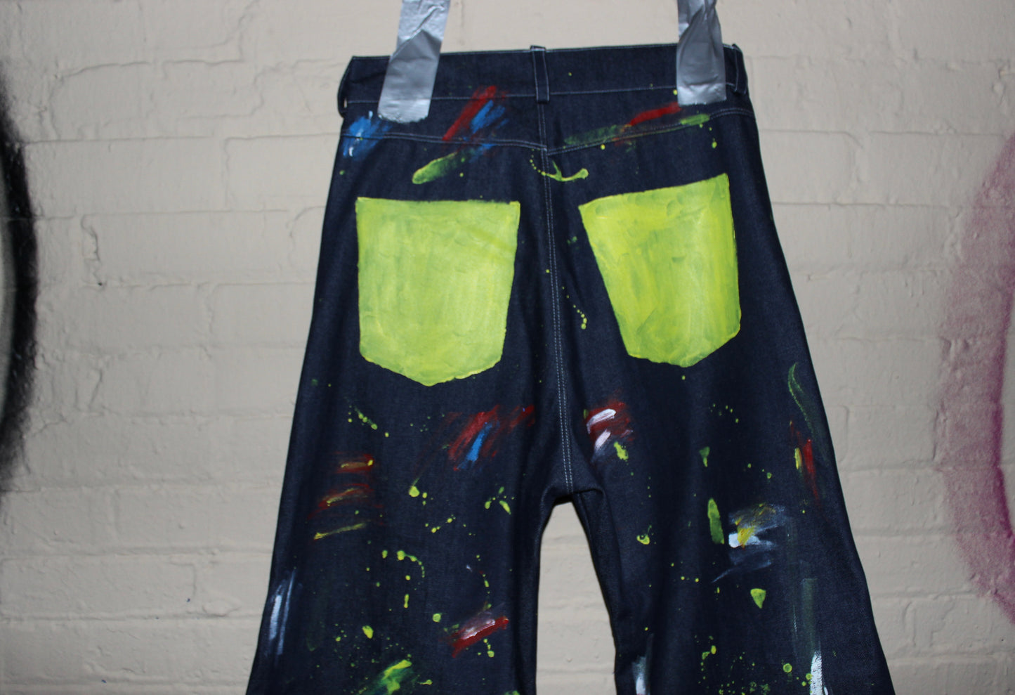 indigo patch paint denim