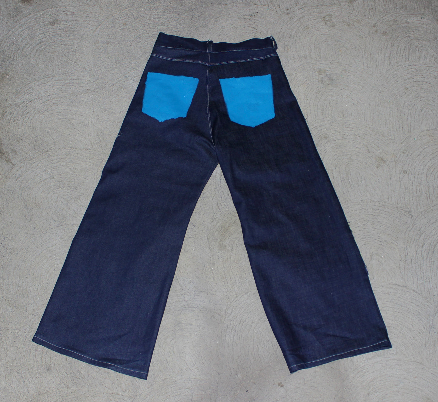 leopard fur indigo denim