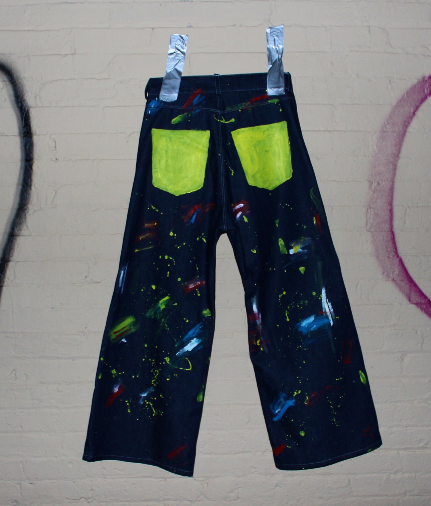 indigo patch paint denim