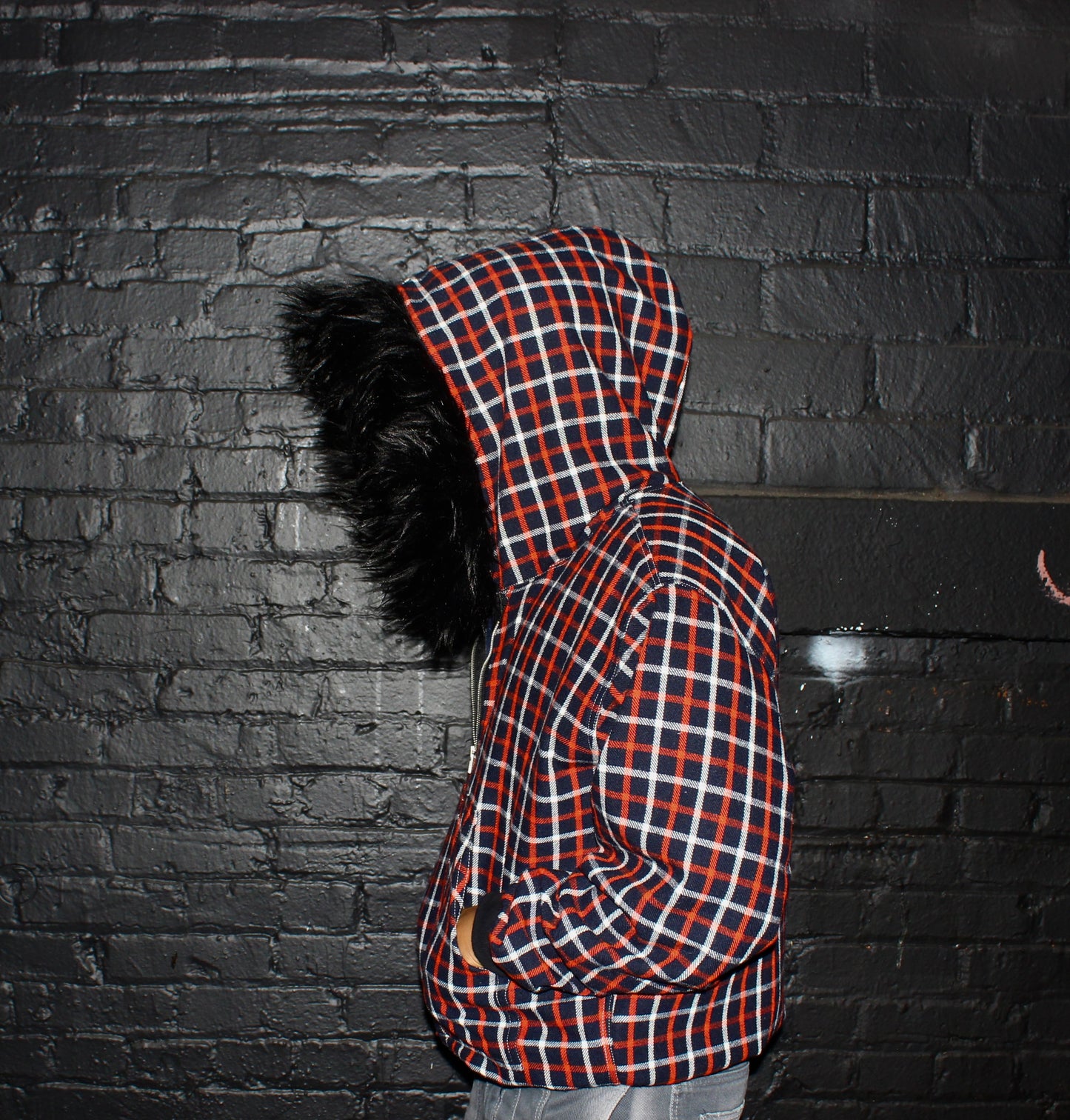 Allure Fur Hoodie V2 Orange Plaid