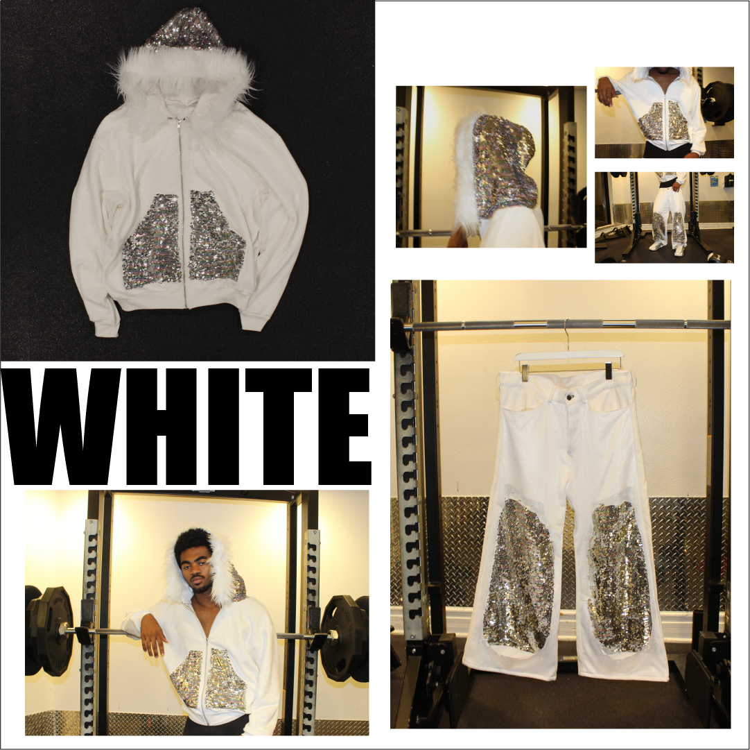 White Sequin Denim