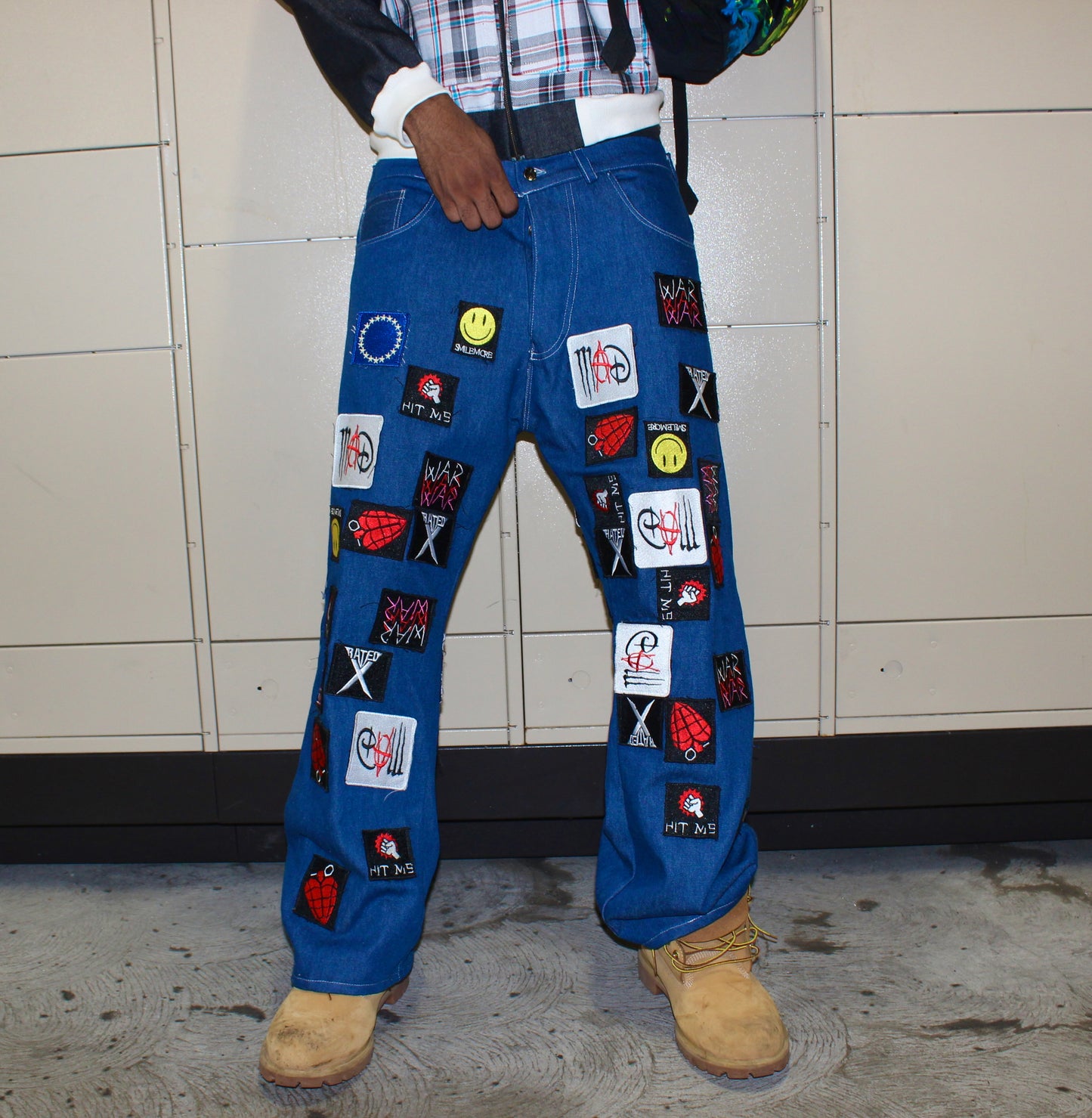 Flooded Patchwork Flare Jeans