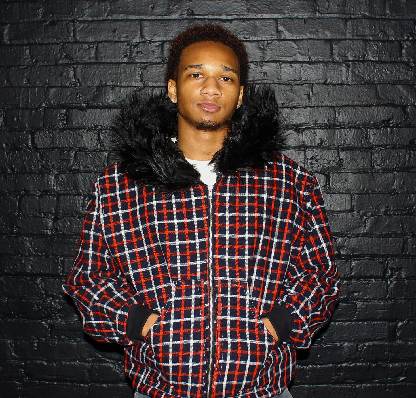 Allure Fur Hoodie V2 Orange Plaid