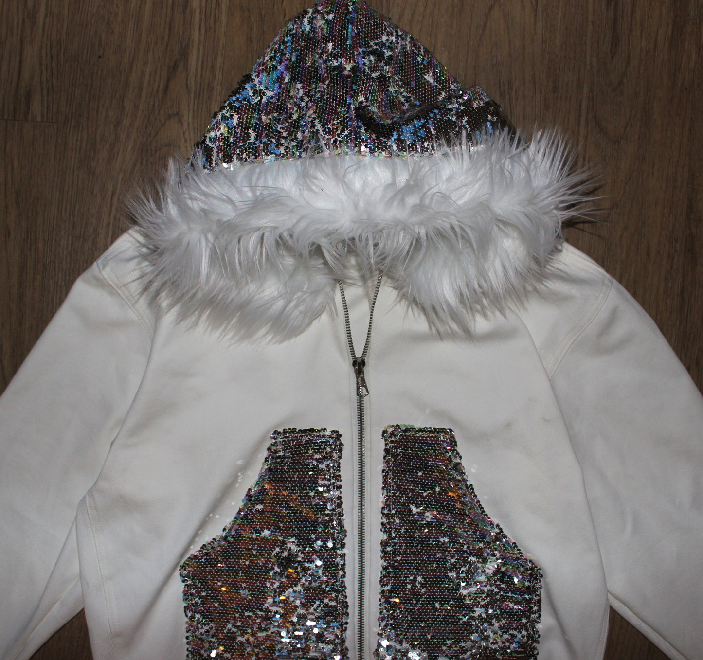 Sequin Fur Hoodie