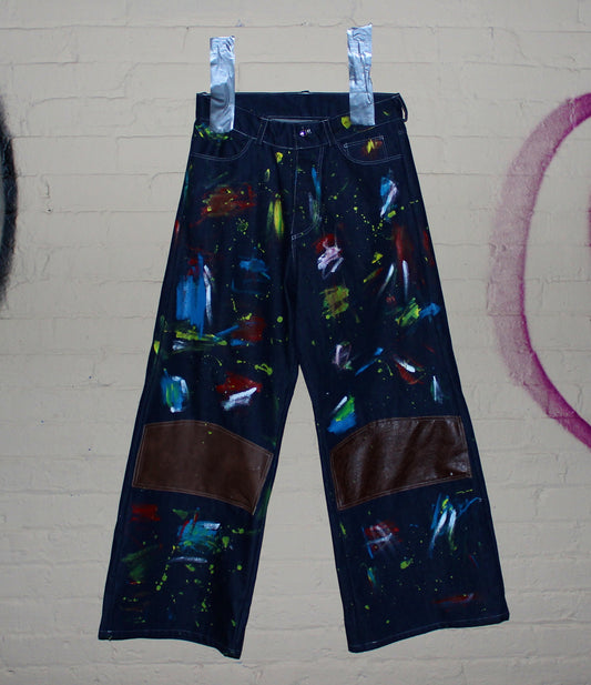 indigo patch paint denim