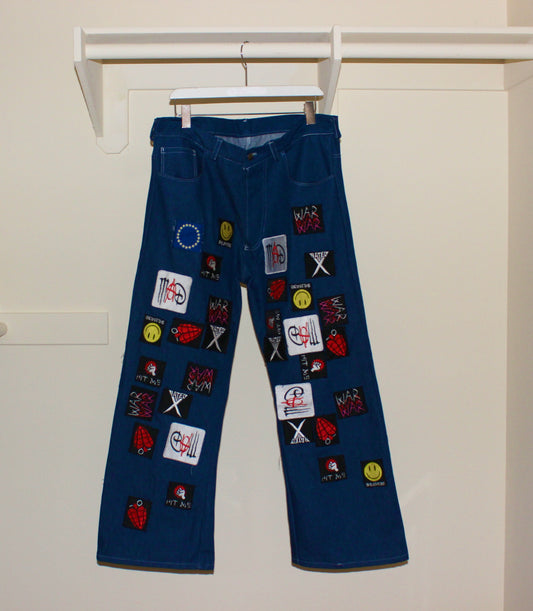 Flooded Patchwork Flare Jeans