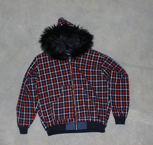 Allure Fur Hoodie V2 Orange Plaid