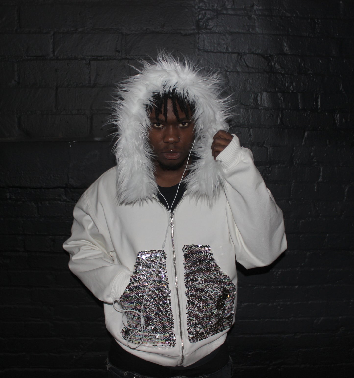 Sequin Fur Hoodie