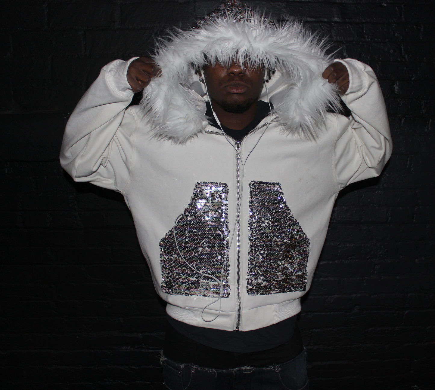 Sequin Fur Hoodie