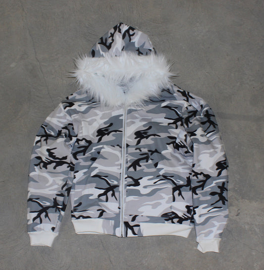 Allure Fur Hoodie V2 White Camo