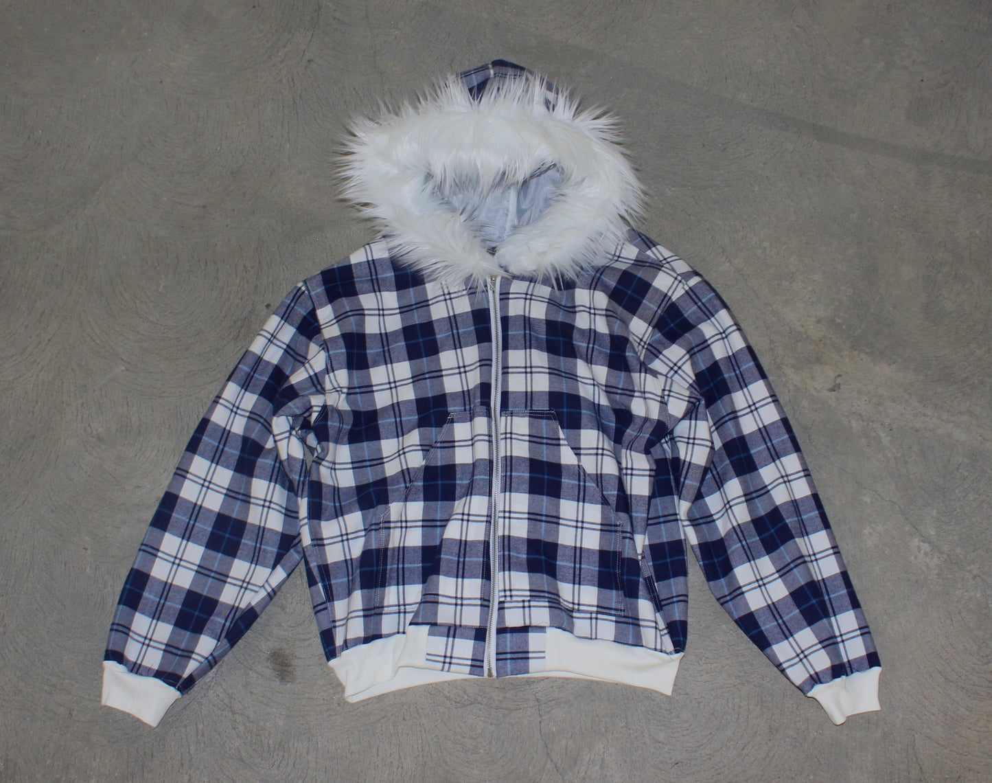 Allure Fur Hoodie V2 Blue Plaid