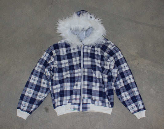 Allure Fur Hoodie V2 Blue Plaid