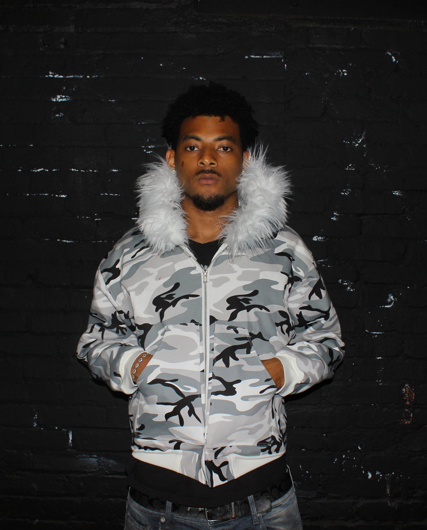 Allure Fur Hoodie V2 White Camo