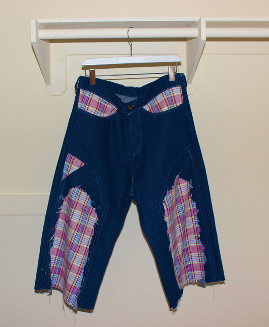 Denim doubleknee shorts