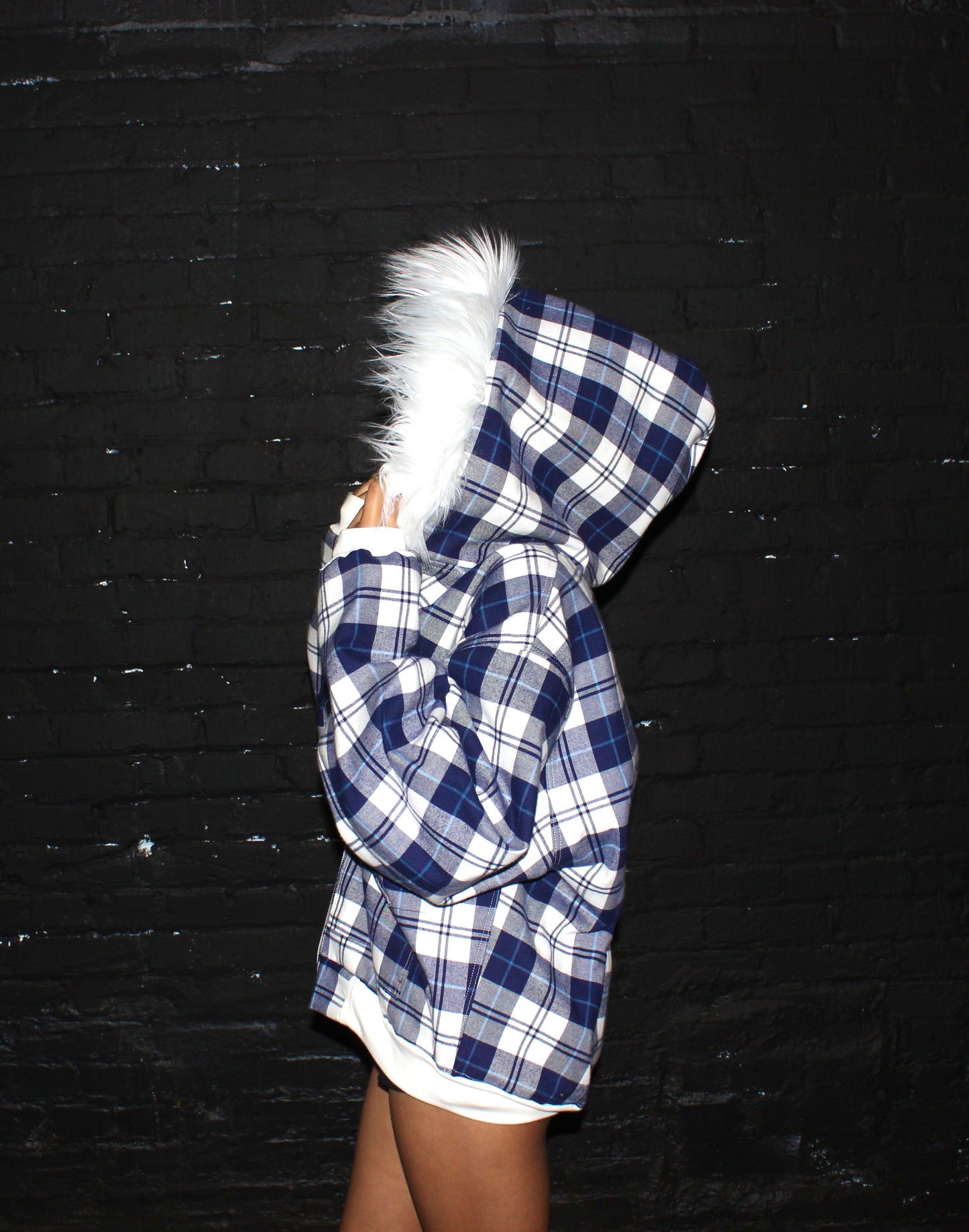 Allure Fur Hoodie V2 Blue Plaid