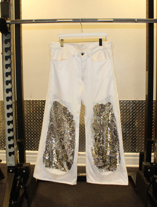 White Sequin Denim