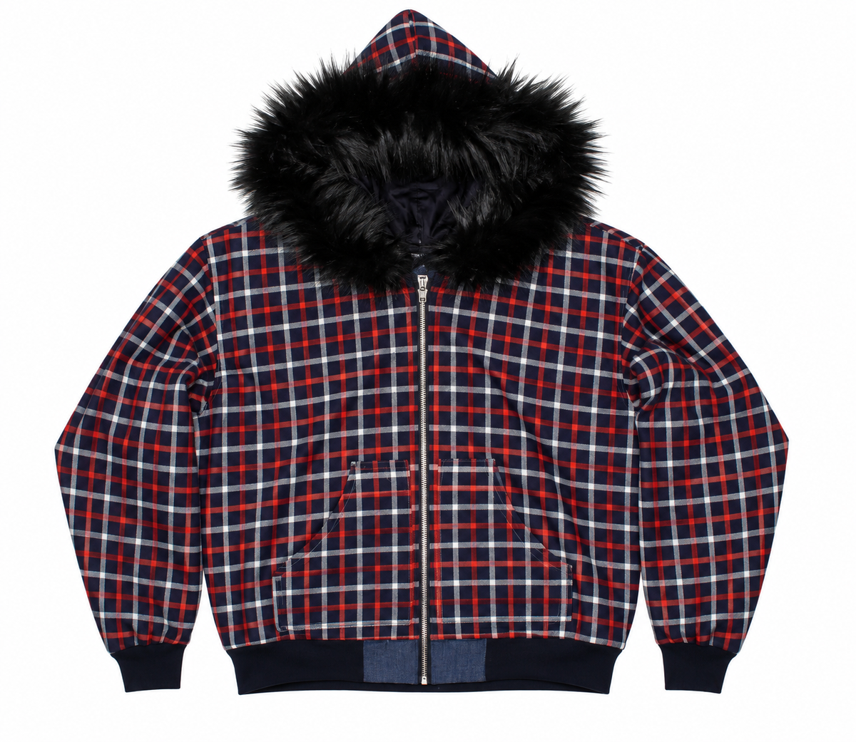 Allure Fur Hoodie V2 Orange Plaid
