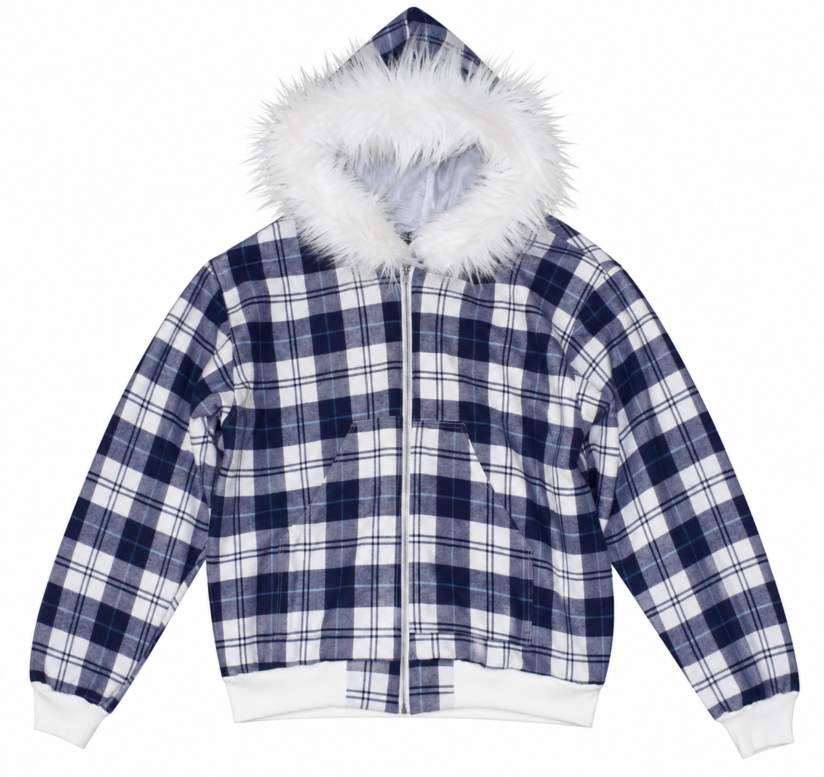 Allure Fur Hoodie V2 Blue Plaid